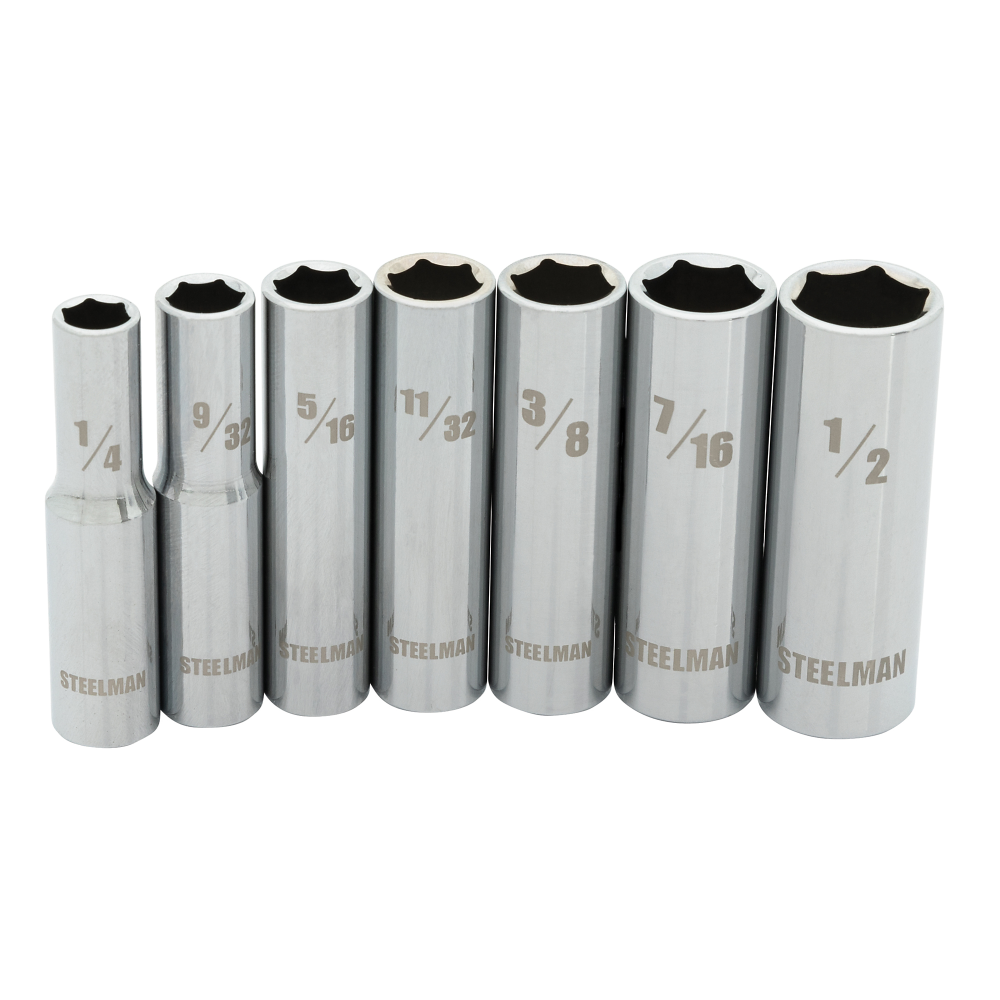 STEELMAN 1/4-Inch Drive Deep Well SAE Socket Set, 7-Piece, Model# 78520